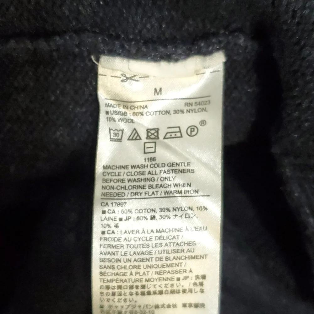BANANA REPUBLIC WOOL BLEND ZIPPERED  SWEATER JACKET NAVY (MEDIUM)